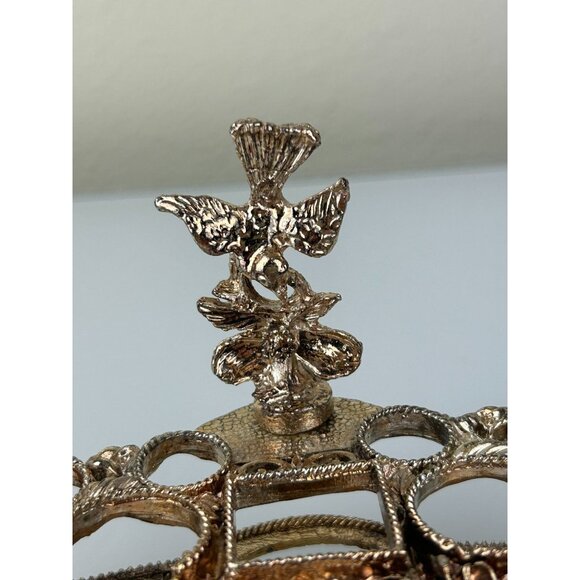 VTG 1950s Ormolu Filigree Lipstick Makeup Holder 9-Slot Rose Hollywood Regency - Picture 4 of 16
